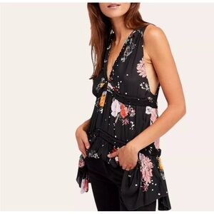 Free People haze black Asymmetrical tank tunic